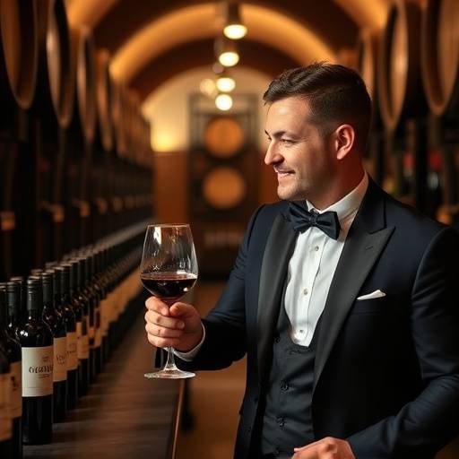 Persona participando en una cata de vinos guiada por un en&oacute;logo en una bodega de La Rioja